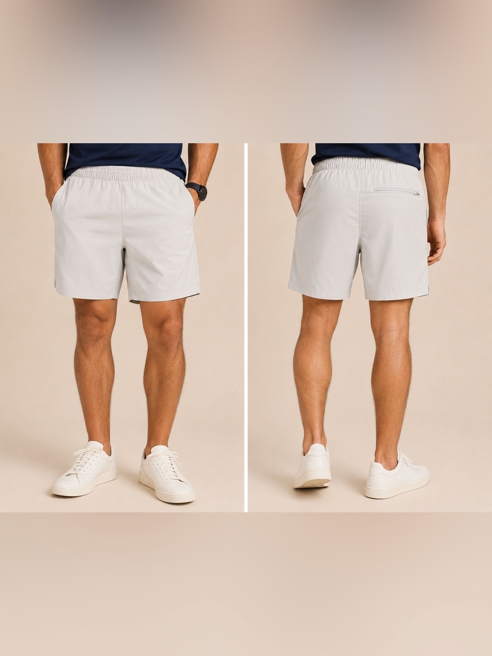 Uniqlo Men's Athletic Elastic-Waist Shorts - Light Gray